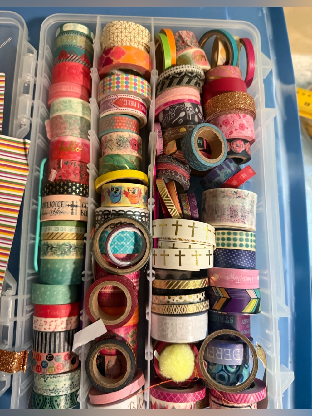 Huge Washi Tape Collection Lot with Clear Storage Organizer Box – 80+ Rolls